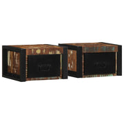 Noćni ormarići 2 kom Višebojni 40x35x25 cm Obrađeno puno drvo
