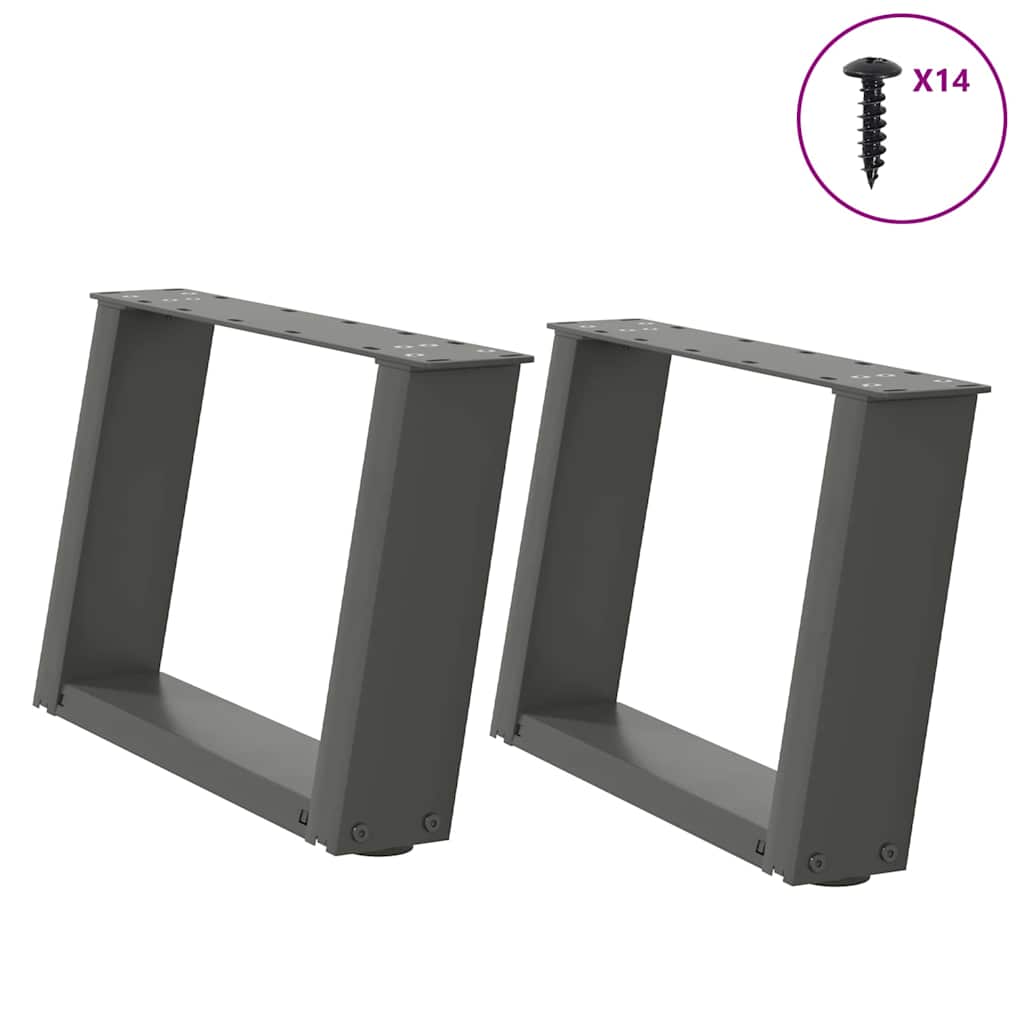 Noge za klub stolić U-oblik 2 kom antracit 50 x (30-31) cm čelik