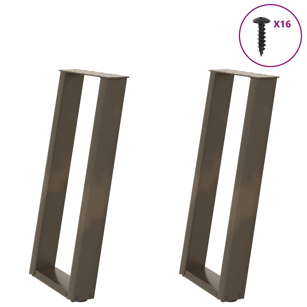 Noge za konzolni stol u obliku slova U, 2 kom, prirodni čelik, 38 x (72-73) cm, čelik