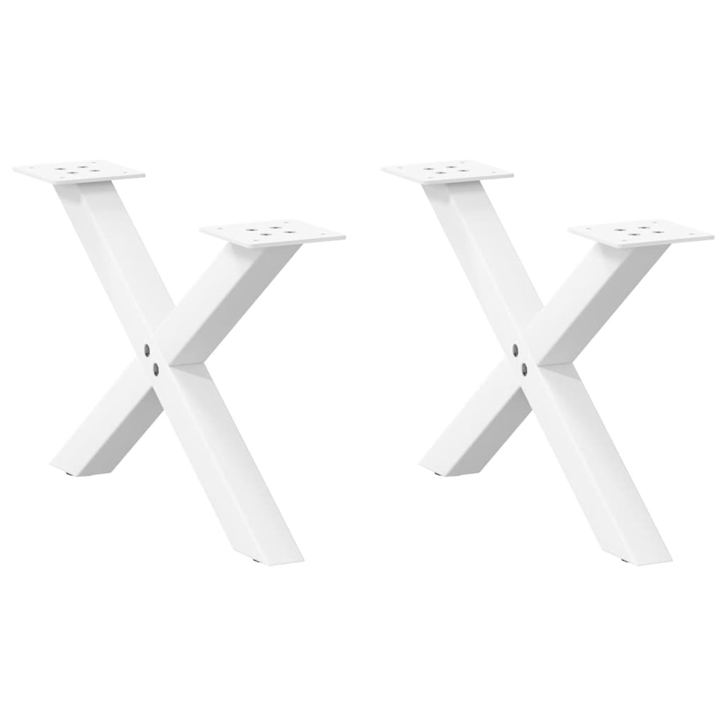 Noge za klub stolić u obliku slova X, 2 kom, bijele, 60 x (30-31) cm, čelik