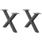 Noge za klub stolić u obliku slova X, 2 kom, antracit, 60 x (30-31) cm, čelik