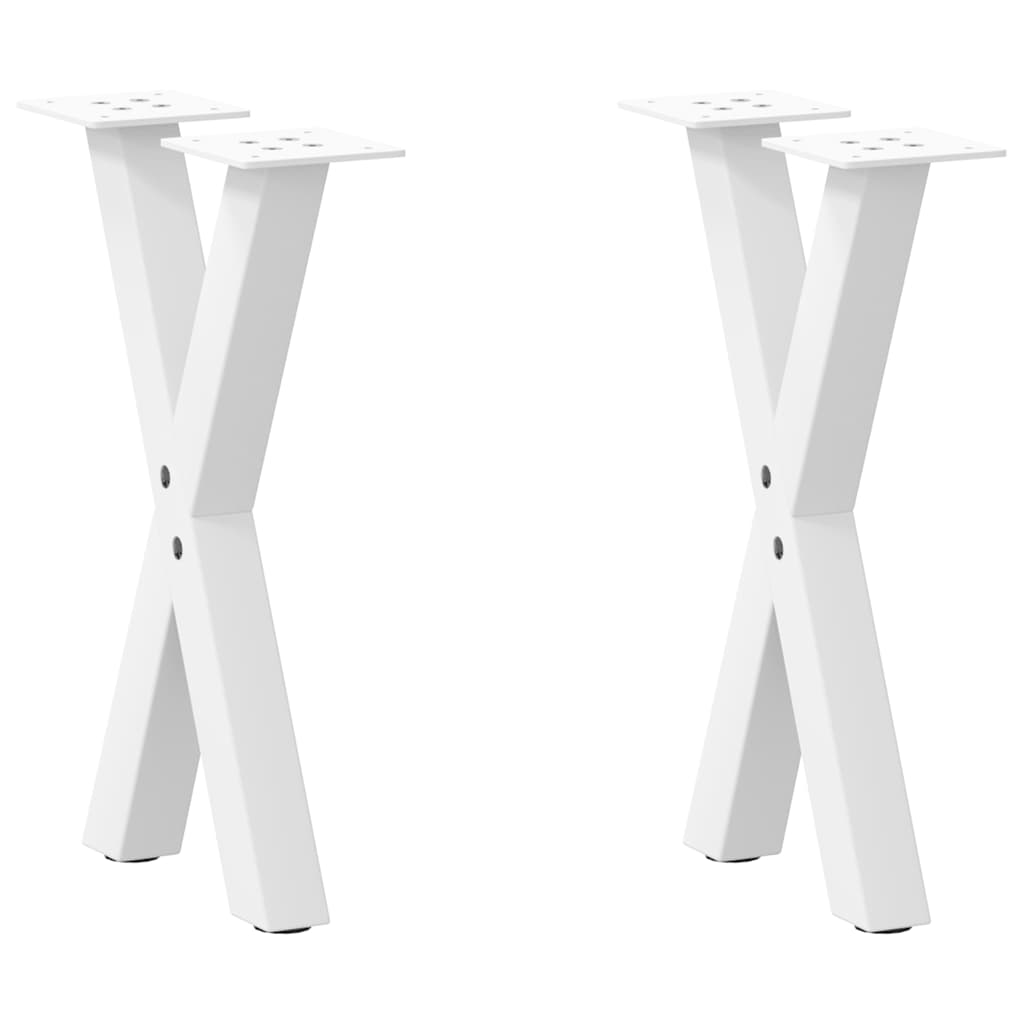 Noge za klub stolić u obliku slova X, 2 kom, bijele, 38 x (42-43) cm, čelik