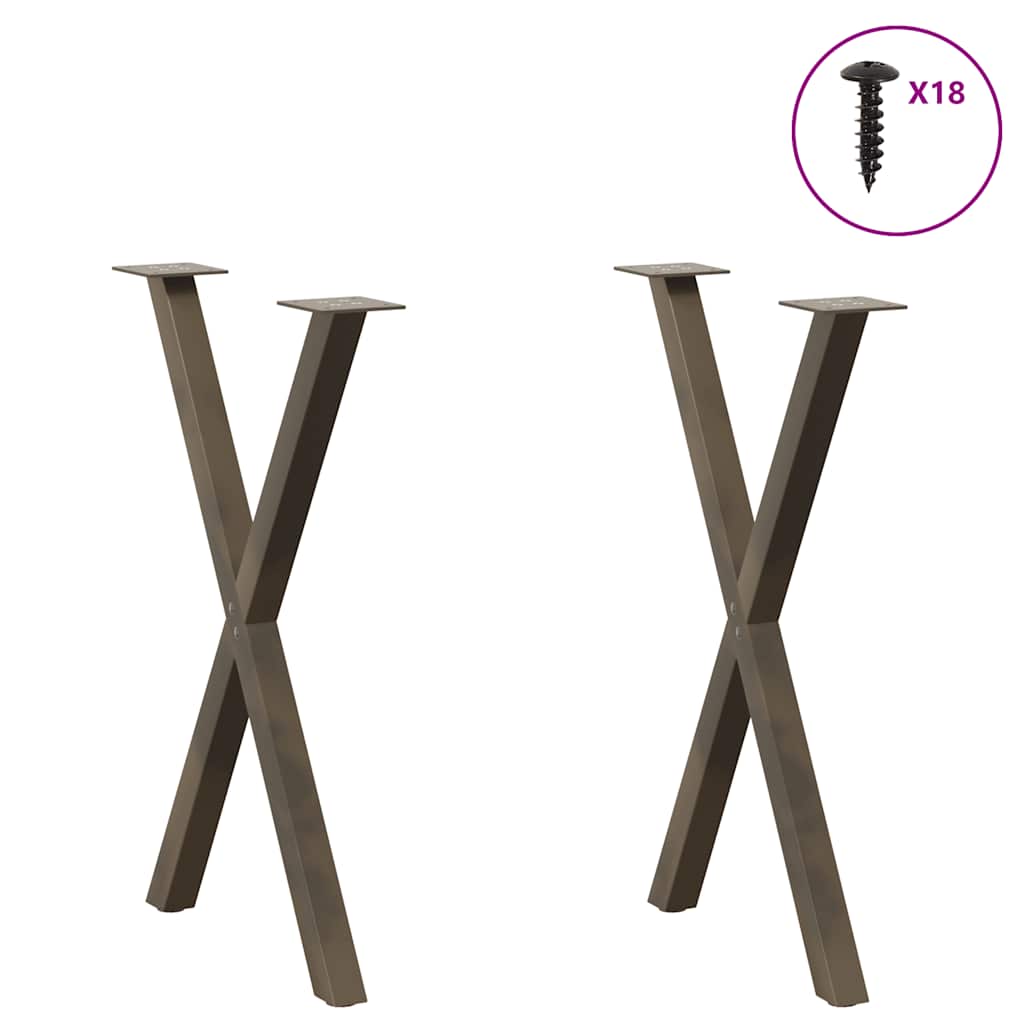 Noge za blagovaonski stol u obliku slova X, 2 kom, prirodni čelik, 50 x (72-73) cm, čelik