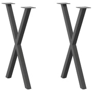 Noge za blagovaonski stol u obliku slova X, 2 kom, antracit, 57 x (72-73) cm, čelik
