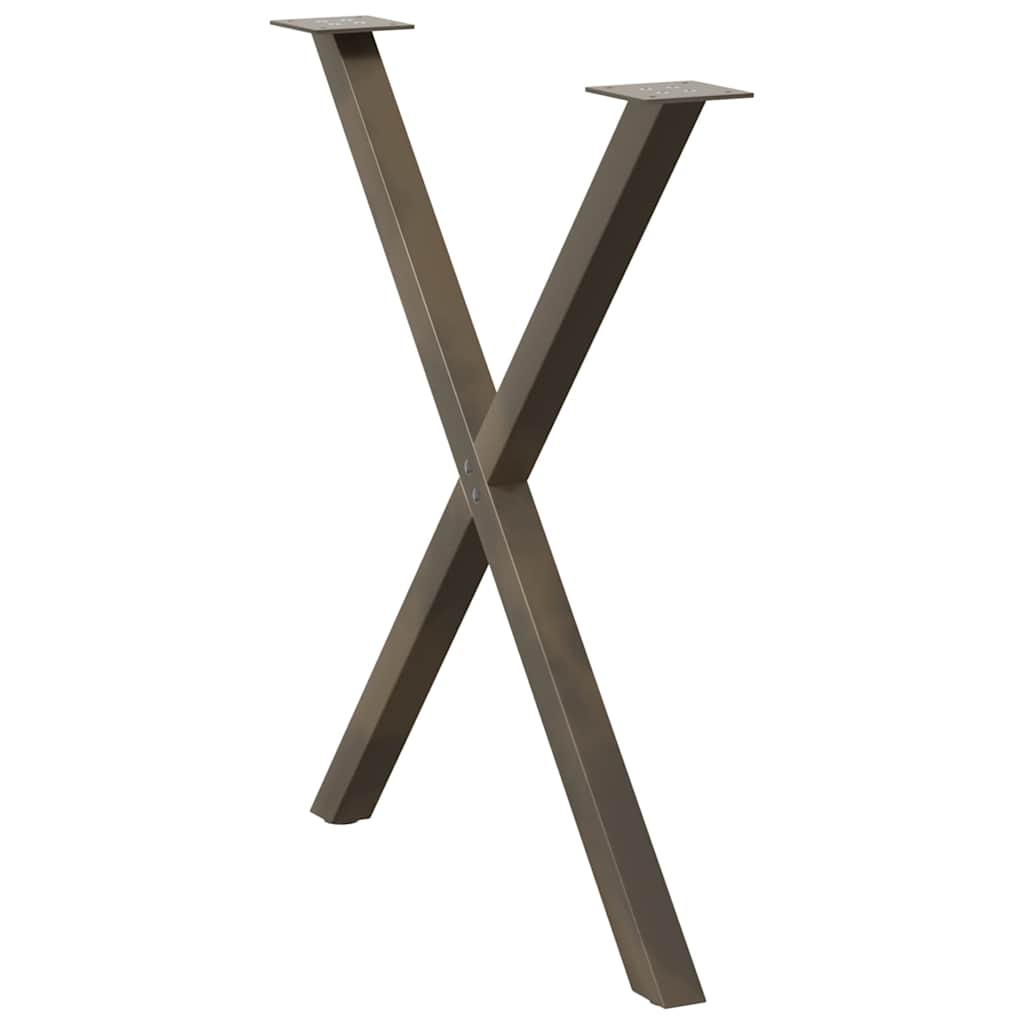 Noge za blagovaonski stol u obliku slova X, 2 kom, prirodni čelik, 70 x (72-73) cm, čelik