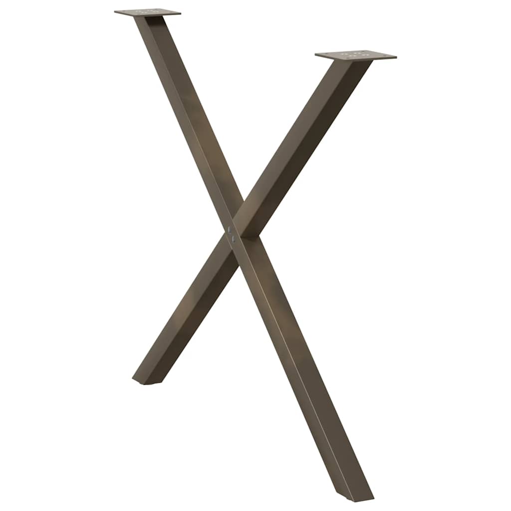 Noge za blagovaonski stol u obliku slova X, 2 kom, prirodni čelik, 90 x (72-73) cm, čelik