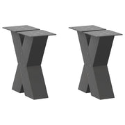 Noge za klub stolić u obliku slova X, 2 kom, antracit, 30 x (30-31) cm, čelik