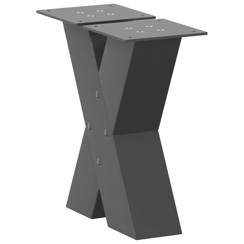 Noge za klub stolić u obliku slova X, 2 kom, antracit, 30 x (30-31) cm, čelik