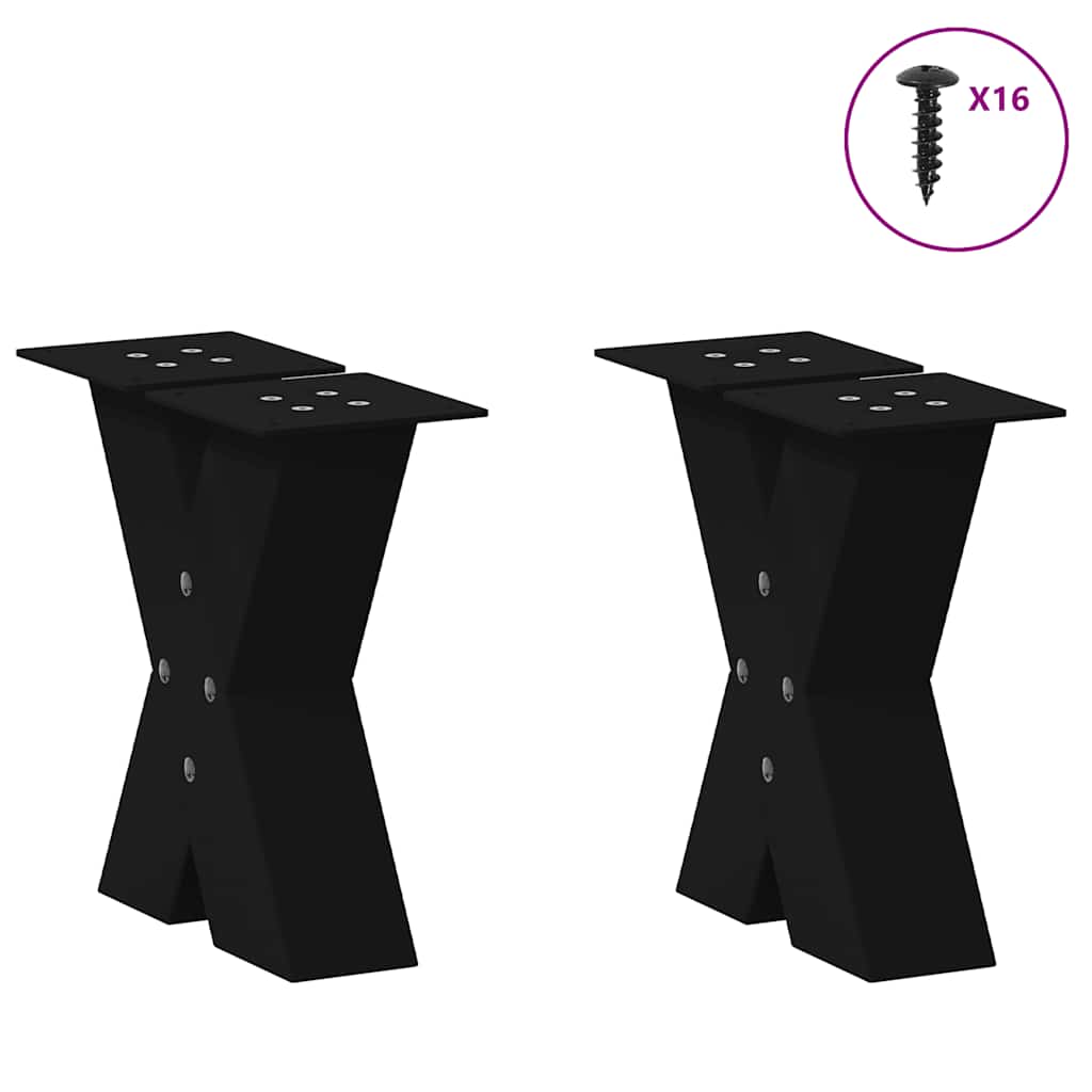 Noge za klub stolić u obliku slova X, 2 kom, crne, 40 x (30-31) cm, čelik