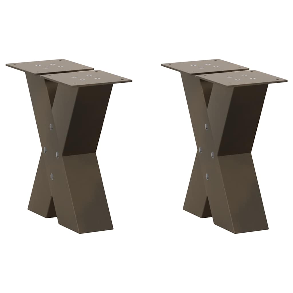 Noge za klub stolić u obliku slova X, 2 kom, prirodni čelik, 40 x (30-31) cm, čelik
