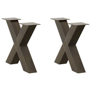 Noge za klub stolić u obliku slova X, 2 kom, prirodni čelik, 60 x (42-43) cm, čelik