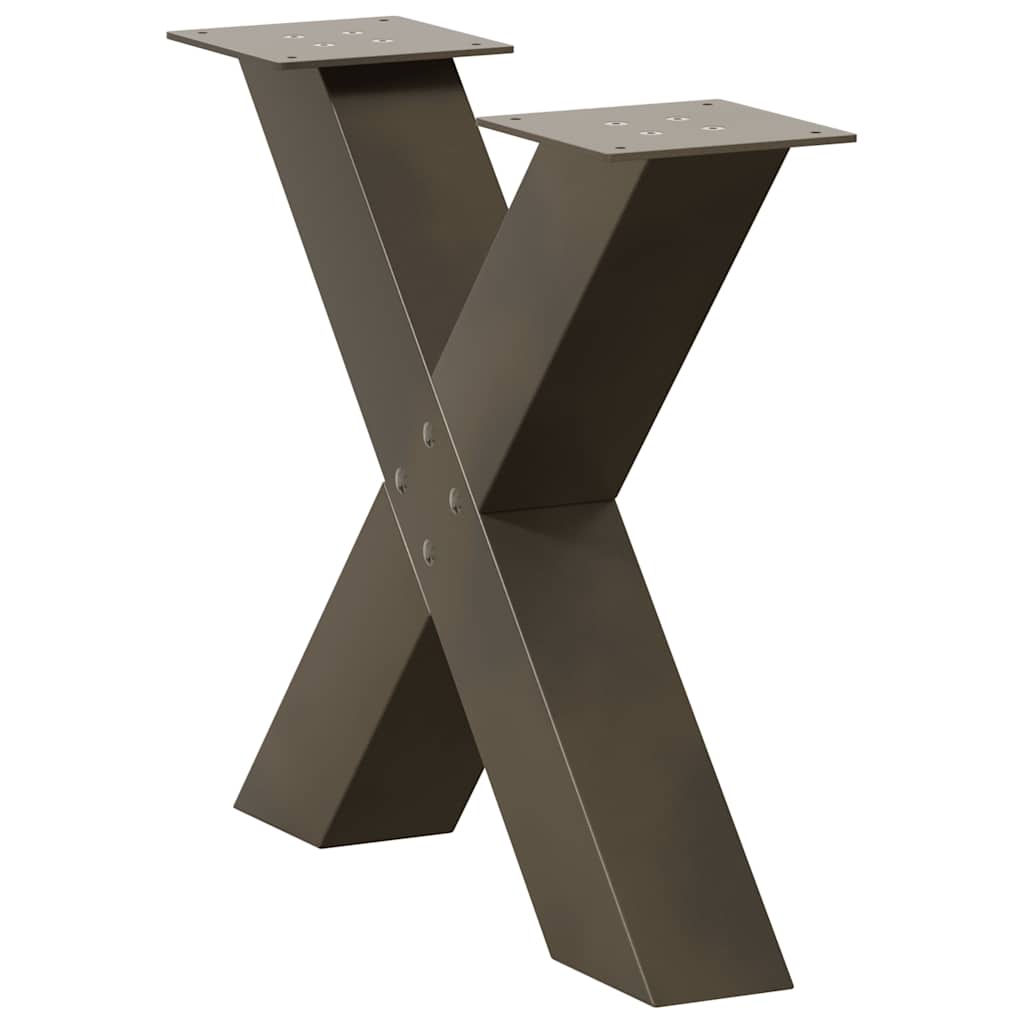 Noge za klub stolić u obliku slova X, 2 kom, prirodni čelik, 60 x (42-43) cm, čelik