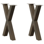 Noge za blagovaonski stol u obliku slova X, 2 kom, prirodni čelik, 60 x (72-73) cm, čelik