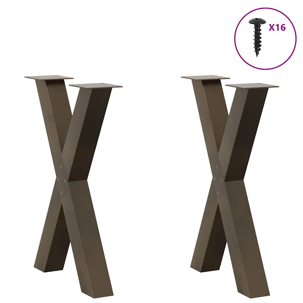 Noge za blagovaonski stol u obliku slova X, 2 kom, prirodni čelik, 60 x (72-73) cm, čelik