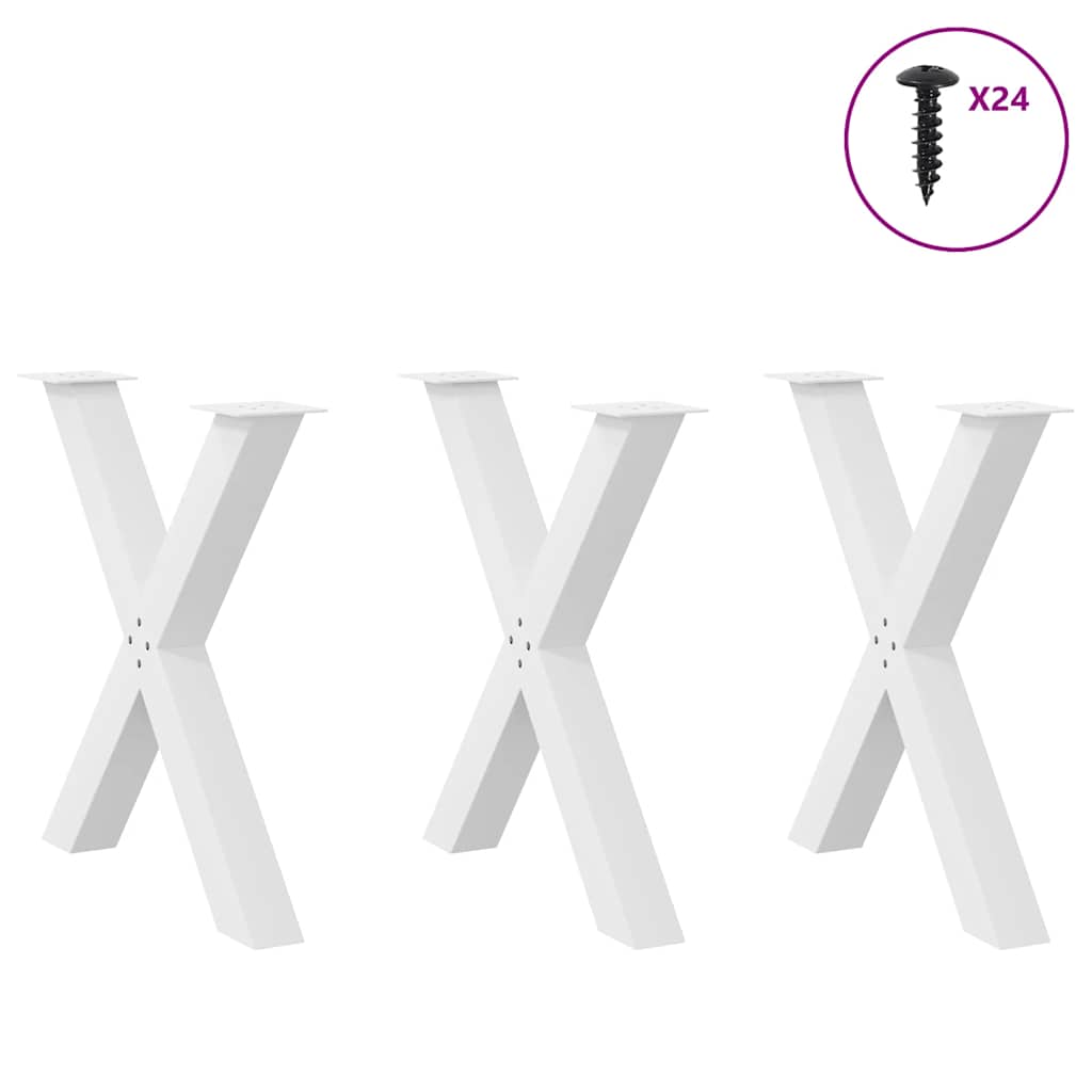 Noge za blagovaonski stol X-oblikovane 3 kom Bijele 80 x (72-73) cm Čelične