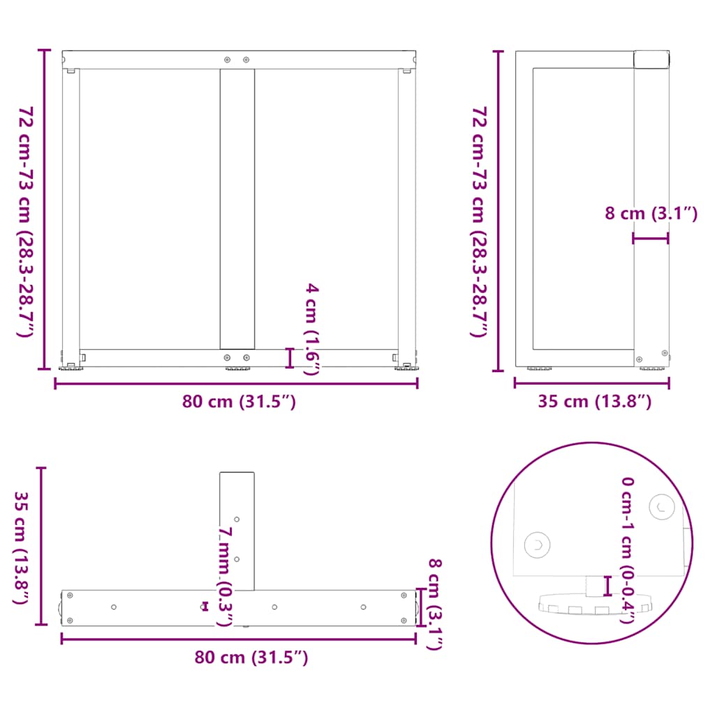 Noge za blagovaonski stol T-oblika 2 kom antracit 80x35x(72-73) cm čelik