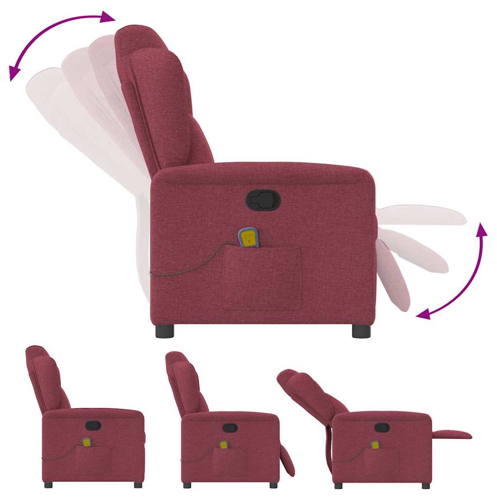 Masažni naslonjač od tkanine crvena boja vina