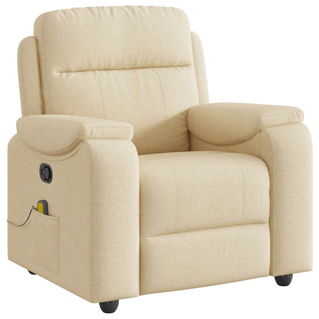 Masažni naslonjač od tkanine krem