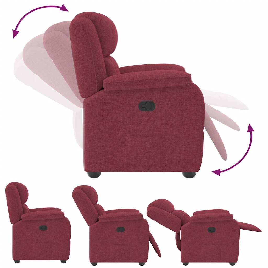 Naslonjač od tkanine crvena boja vina