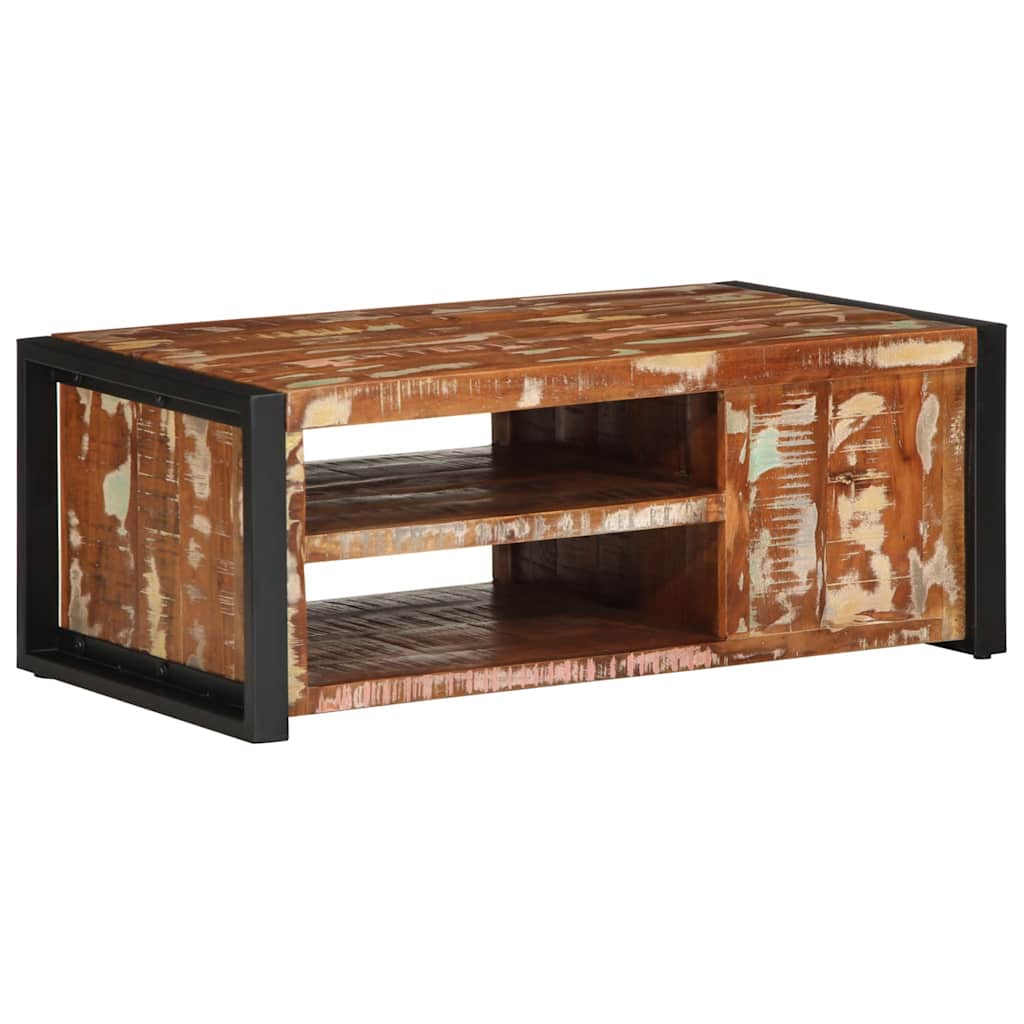 Višebojni stolić za kavu 90x50x36 cm puno drvo obrađeno