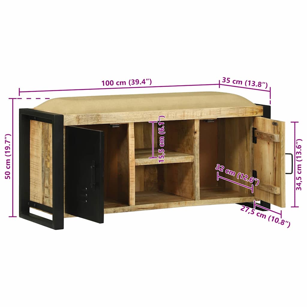 Klupa kabinet Smeđa 100 x 35 x 50 cm Čvrsto drvo manga