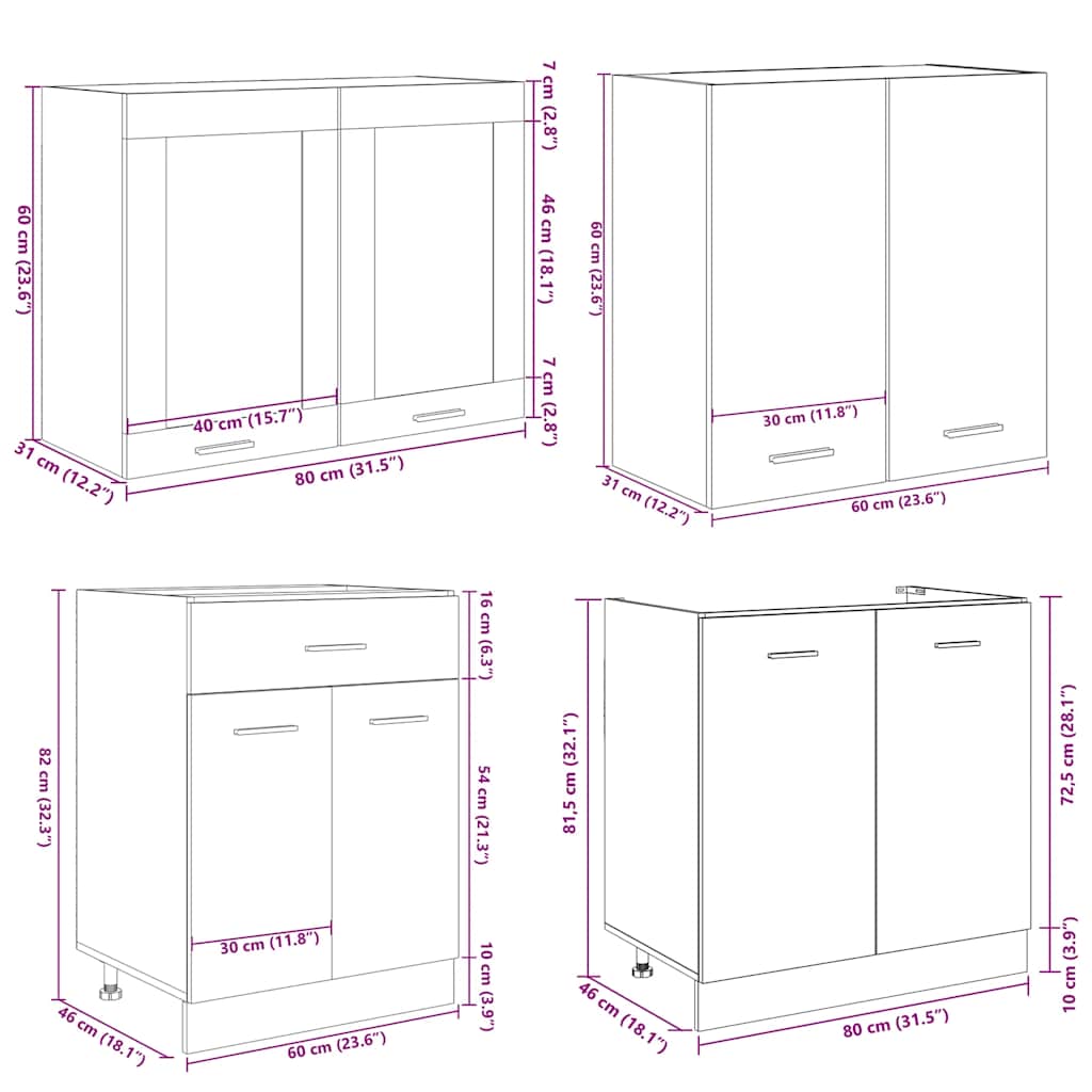 Set kuhinjskih ormarića od 8 dijelova "Lyon" hrast Sonoma, inženjersko drvo