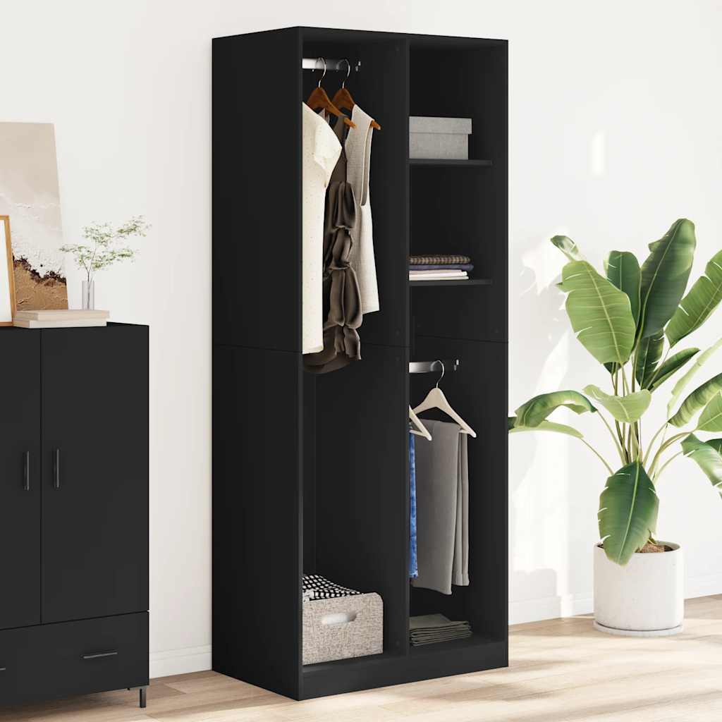 Ormar crni 80 x 50 x 200 cm od konstruiranog drva