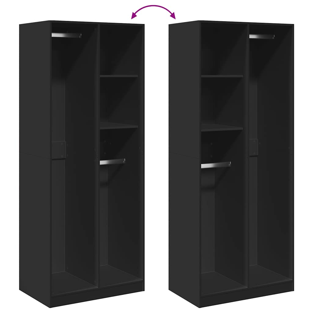Ormar crni 80 x 50 x 200 cm od konstruiranog drva