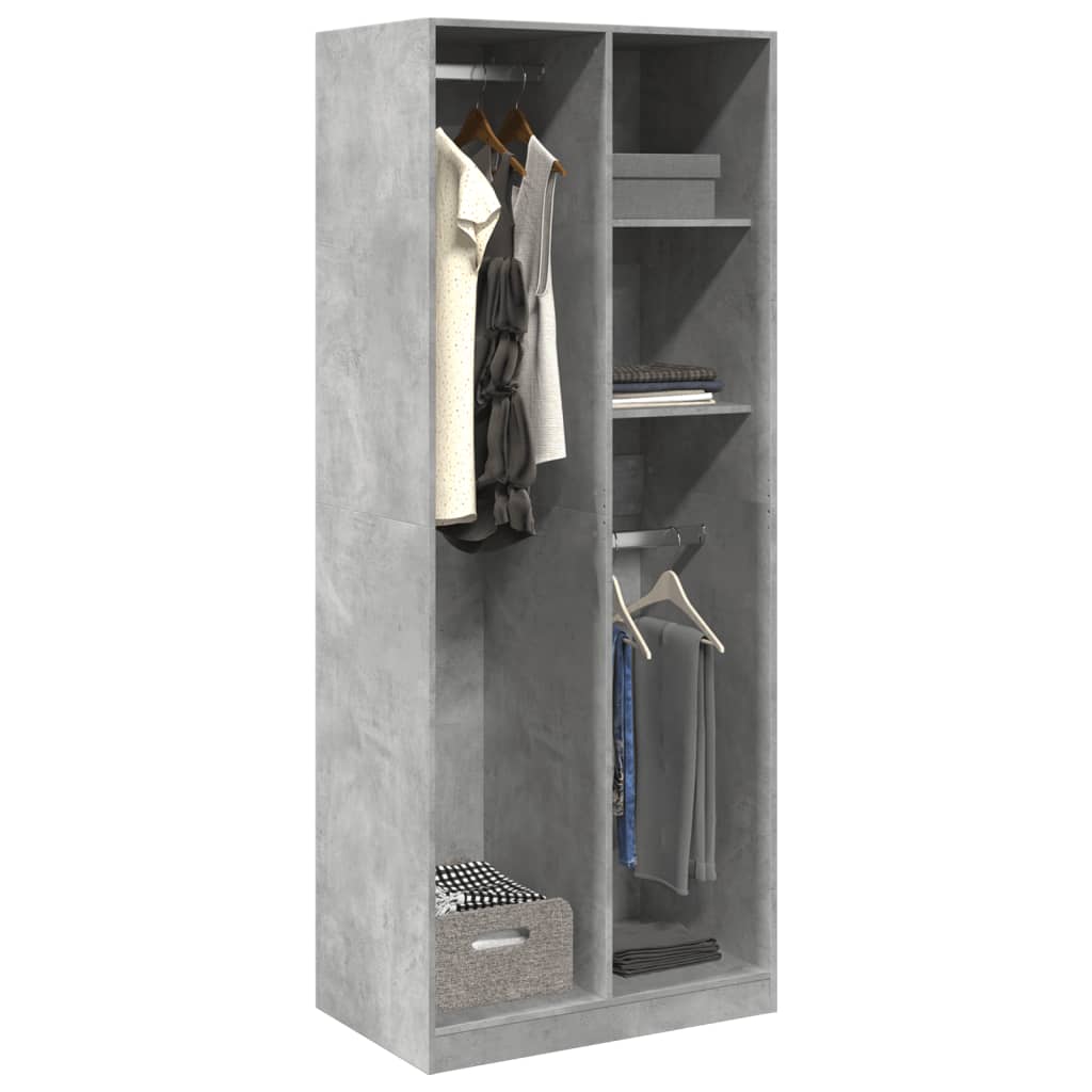 Ormar siva boja betona 80x50x200 cm od konstruiranog drva