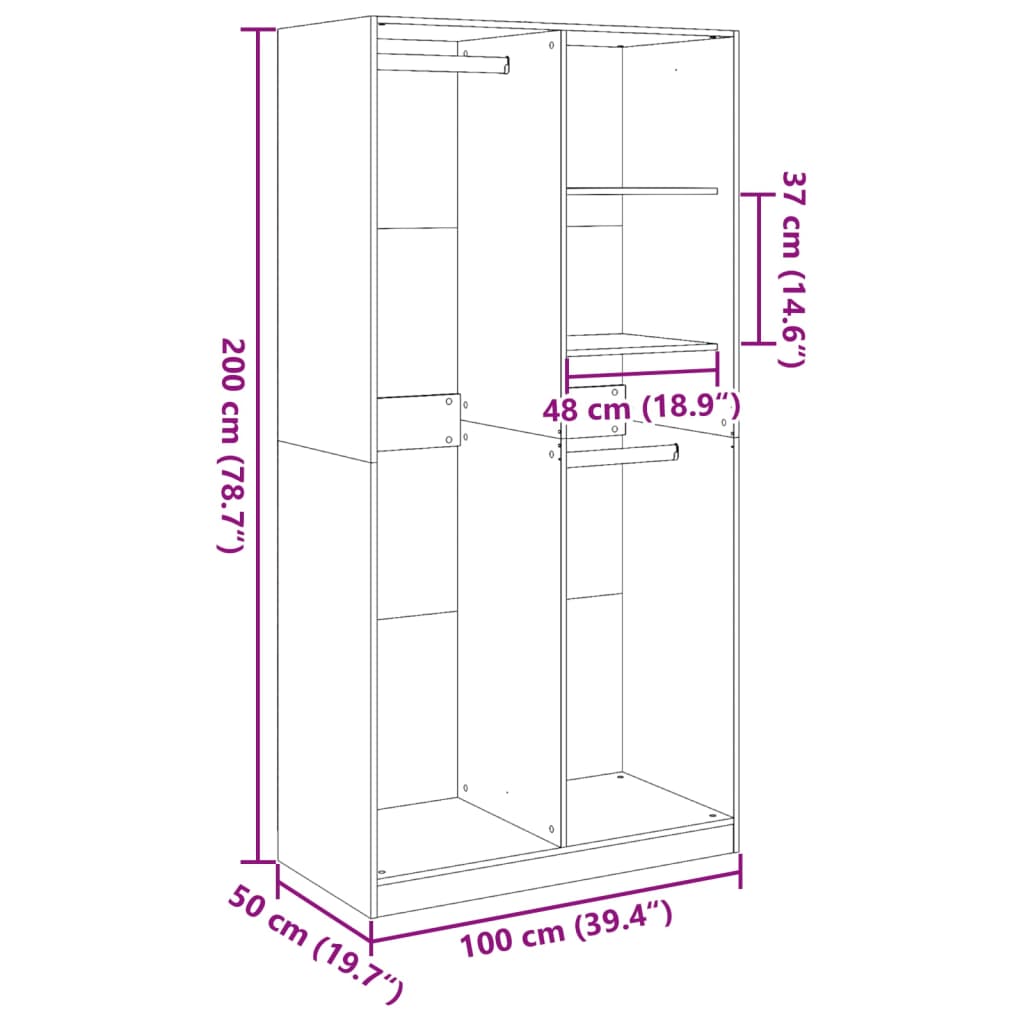 Ormar boja dimljenog hrasta 100 x 50 x 200 cm konstruirano drvo