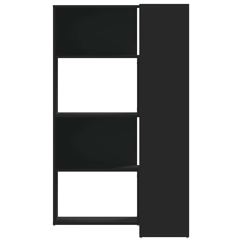 Kutni regal za knjige s 4 razine crni 85 x 85 x 140 cm drveni