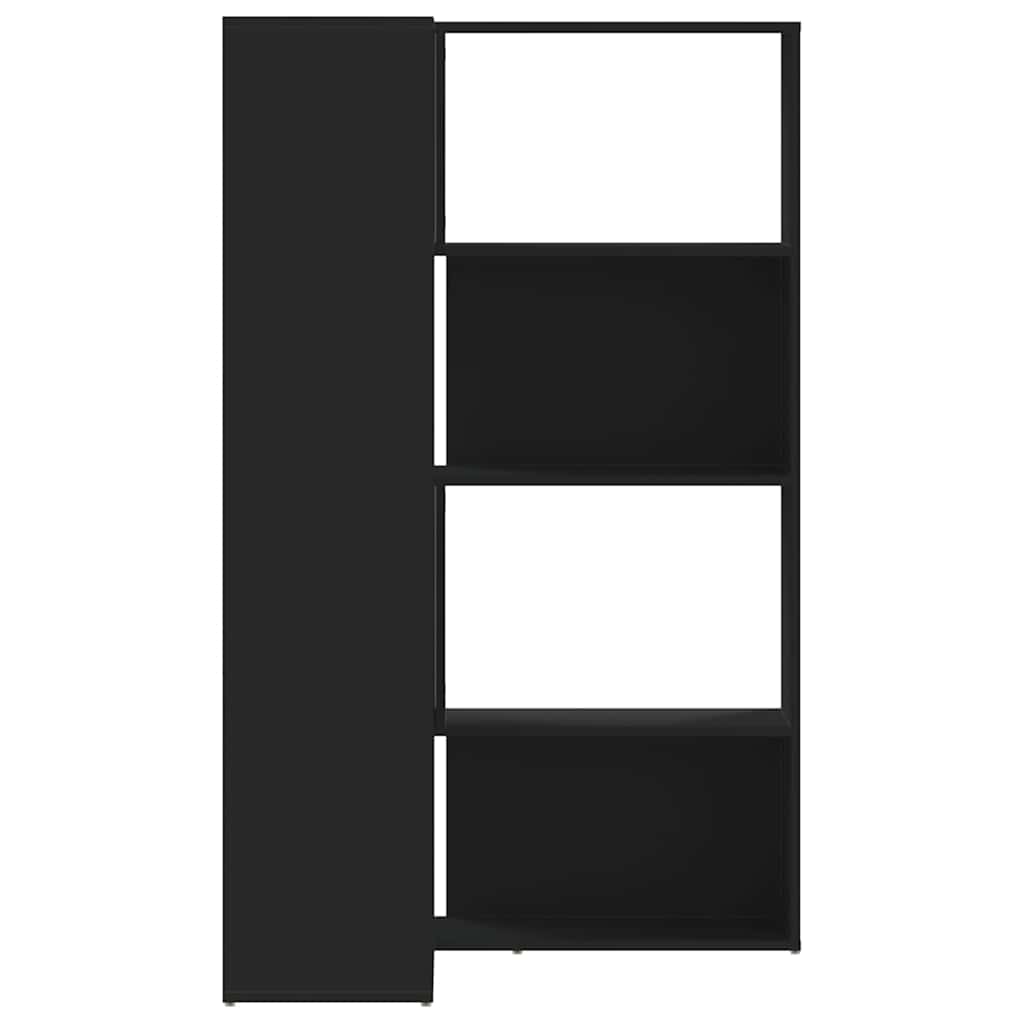 Kutni regal za knjige s 4 razine crni 85 x 85 x 140 cm drveni