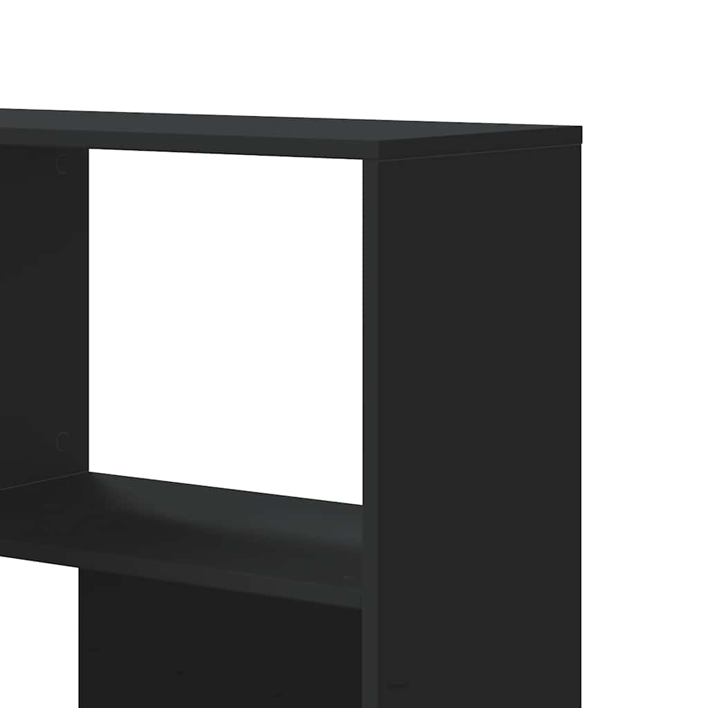 Kutni regal za knjige s 4 razine crni 85 x 85 x 140 cm drveni