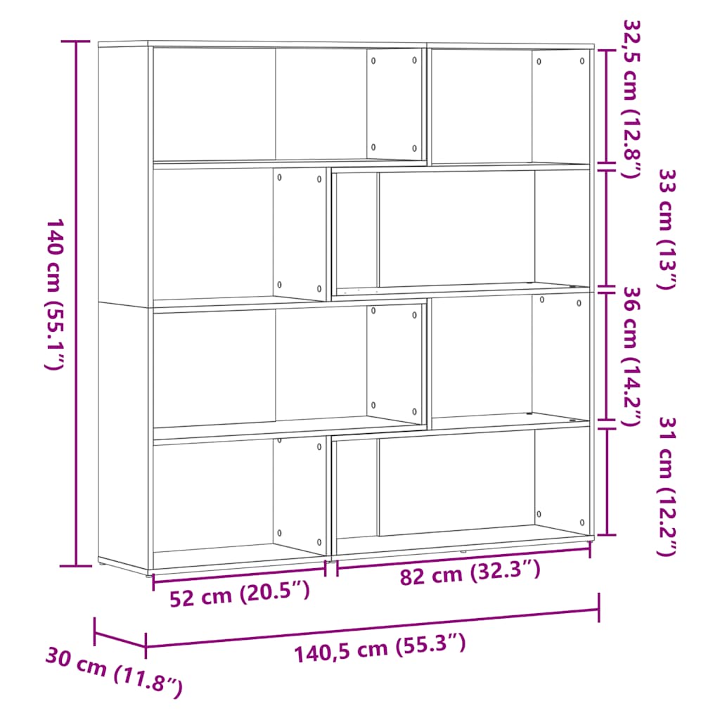 Kutni regal za knjige s 4 razine crni 85 x 85 x 140 cm drveni