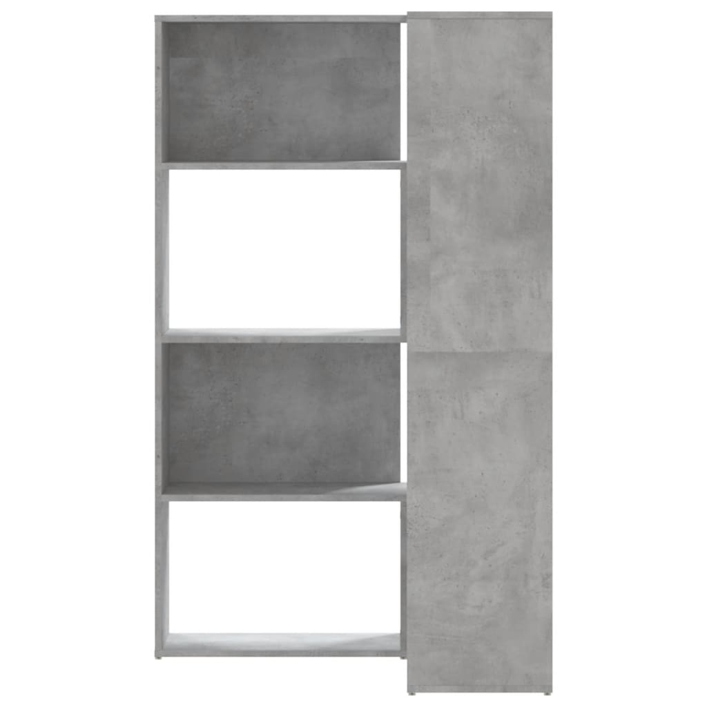 Kutni regal za knjige 4 razine boja betona 85x85x140 cm drveni