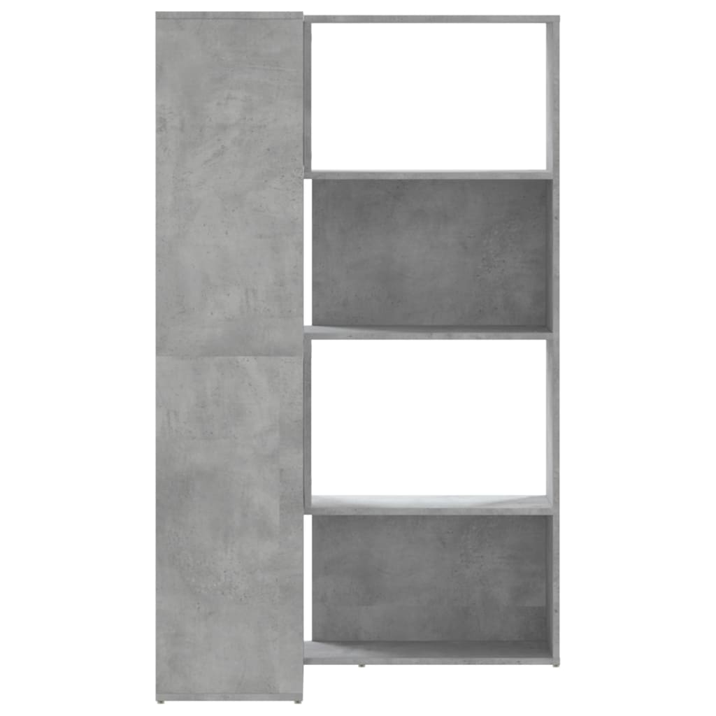 Kutni regal za knjige 4 razine boja betona 85x85x140 cm drveni