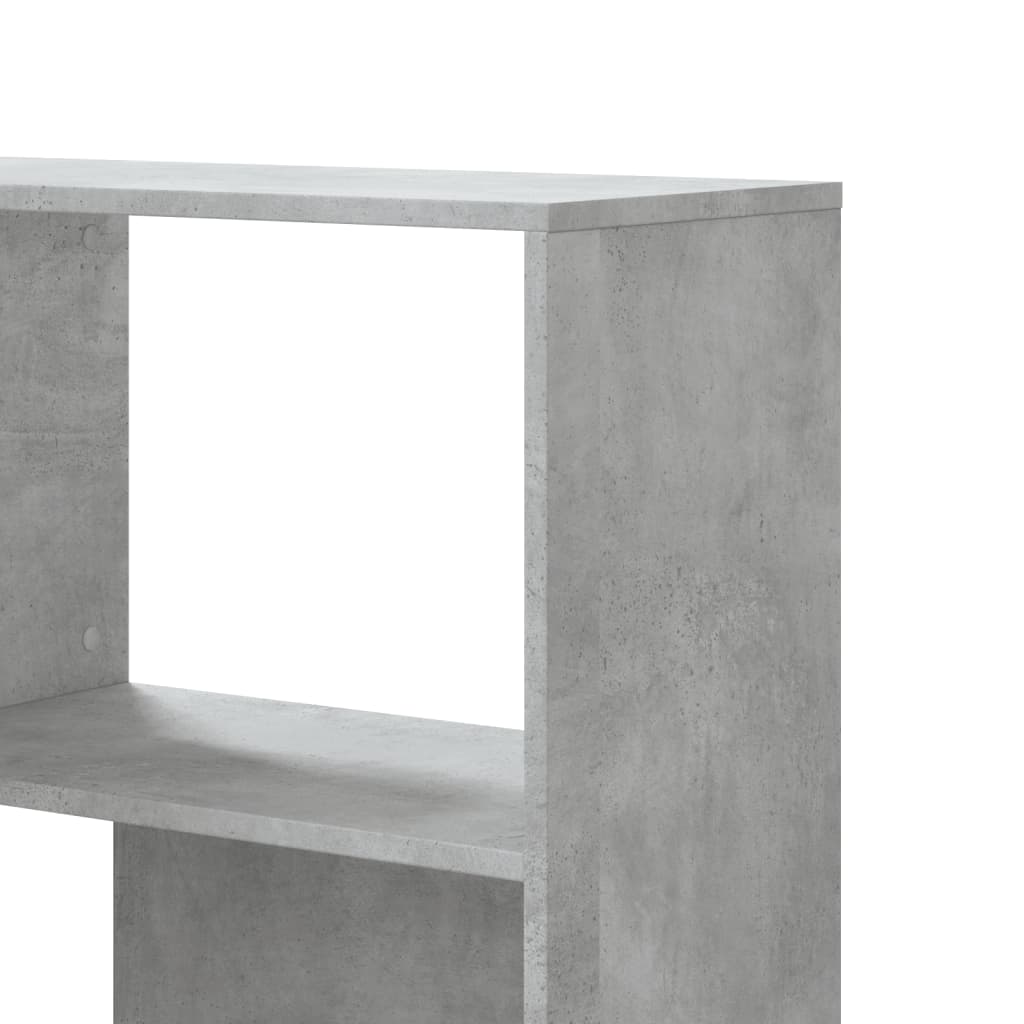Kutni regal za knjige 4 razine boja betona 85x85x140 cm drveni