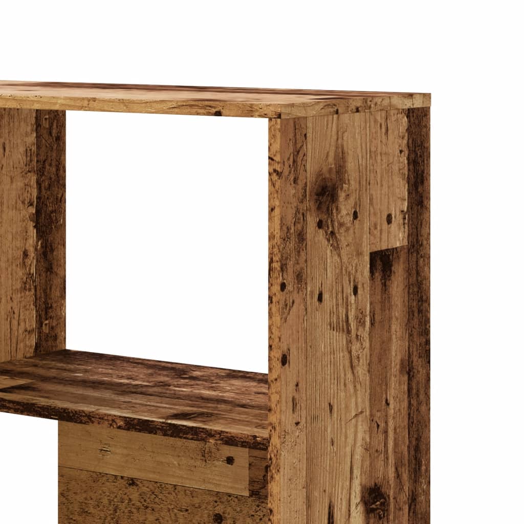 Kutni regal za knjige s 4 razine staro drvo 85x85x140cm drveni