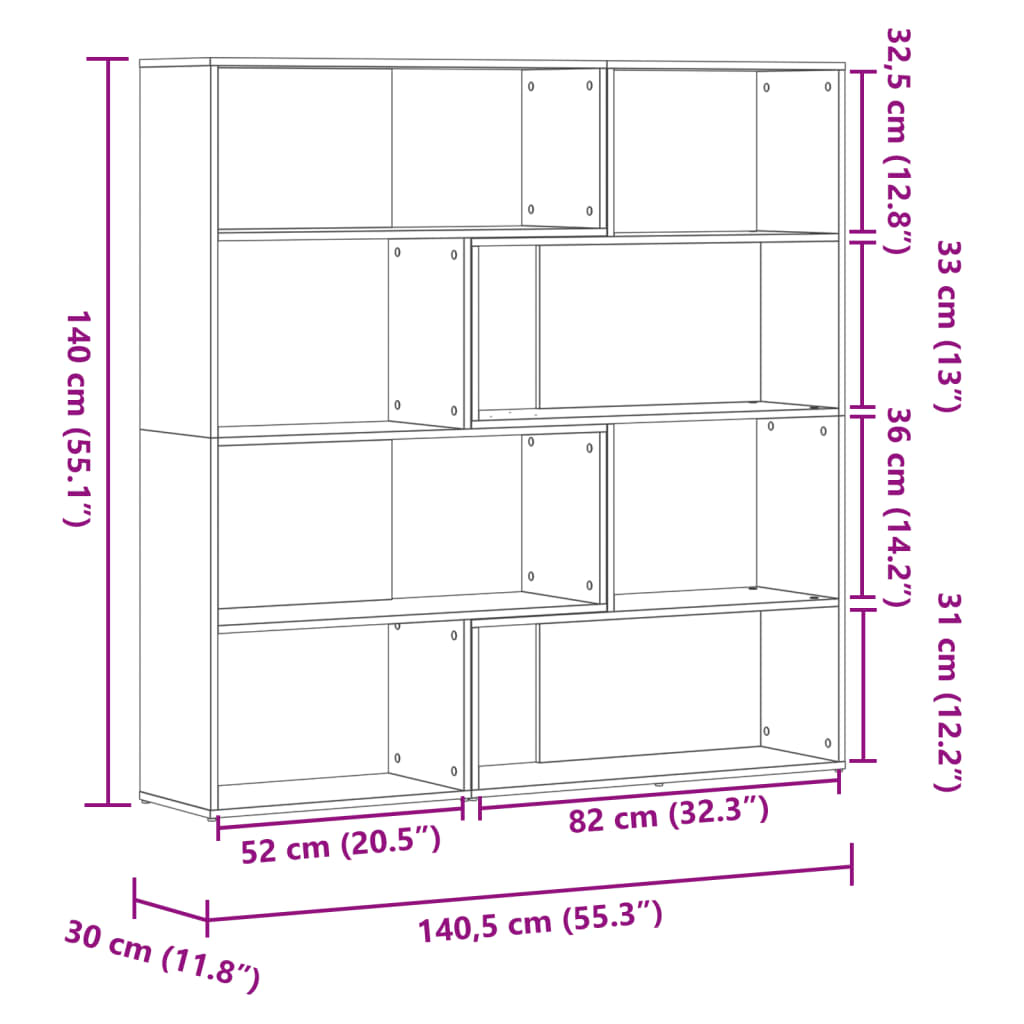 Kutni regal za knjige s 4 razine staro drvo 85x85x140cm drveni