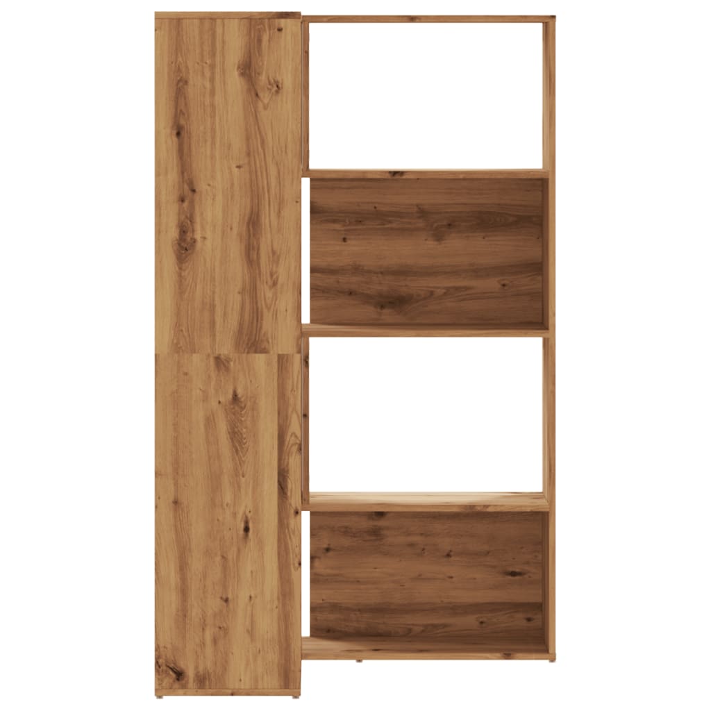 Kutni regal z knjige 4 razine artisian hrast 85x85x140cm drveni