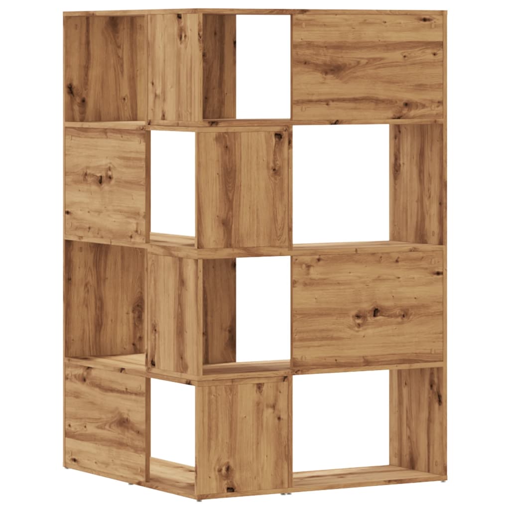 Kutni regal z knjige 4 razine artisian hrast 85x85x140cm drveni