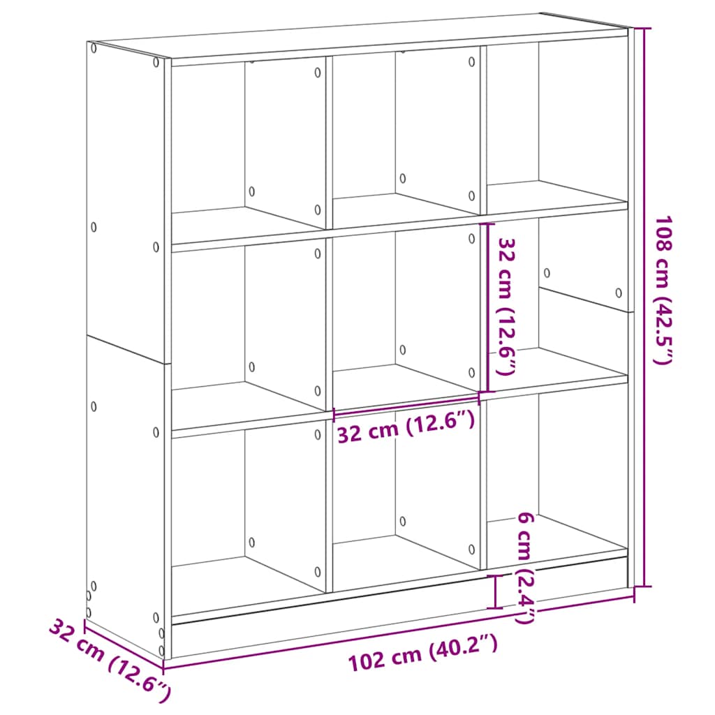 Regal za knjige boja betona 102 x 32 x 108 cm konstruirano drvo