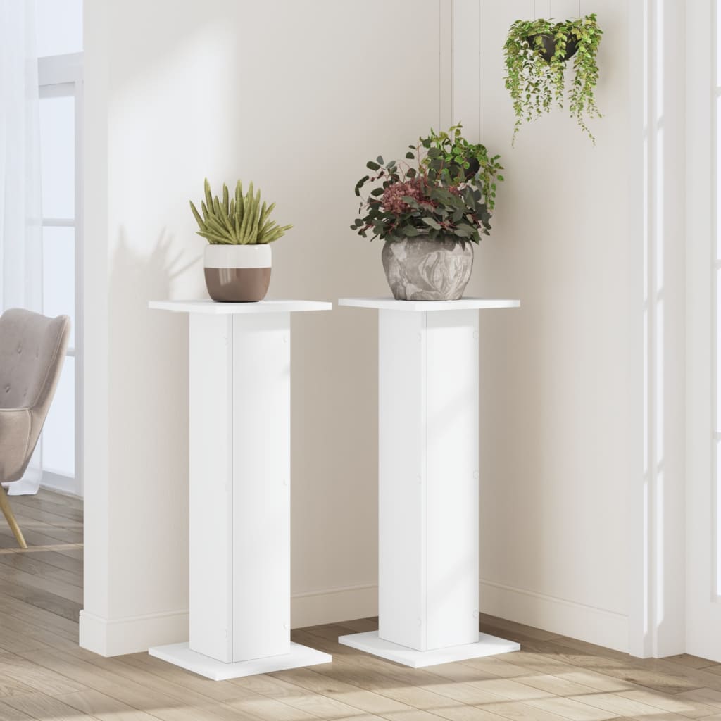 Stalci za biljke 2 kom bijeli 30 x 30 x 80 cm konstruirano drvo