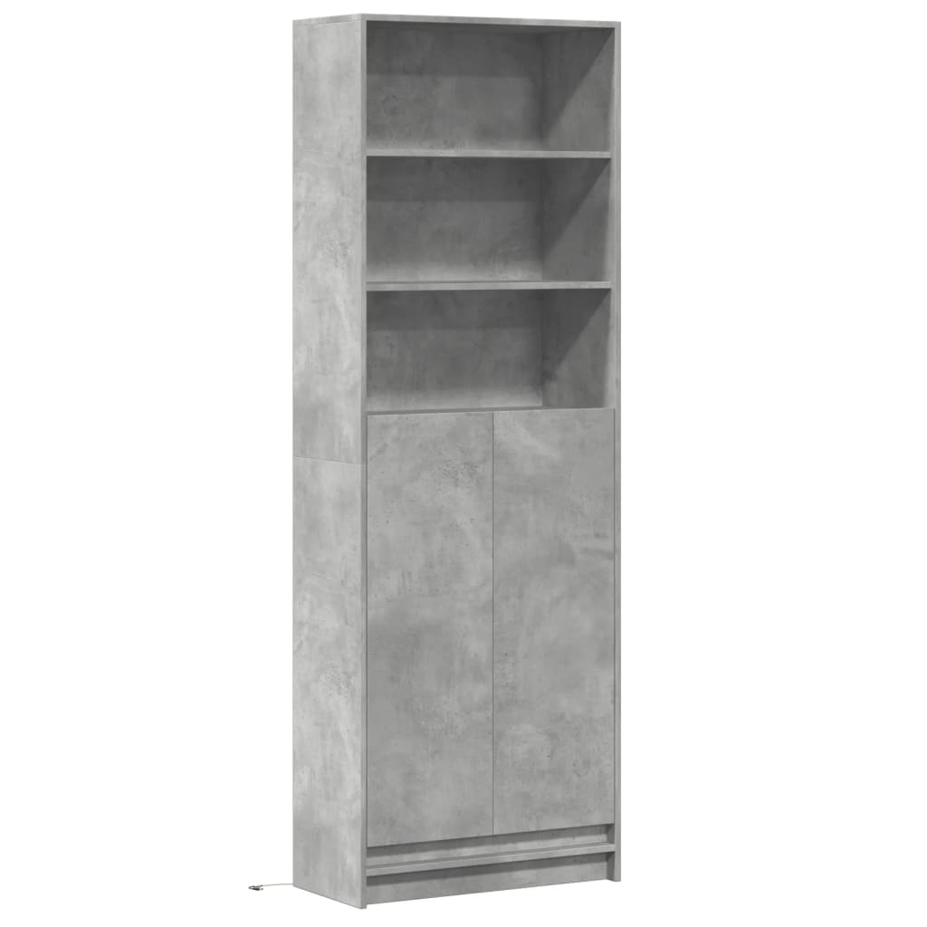 Visoka komoda LED siva betona 69x32,5x200 cm konstruirano drvo