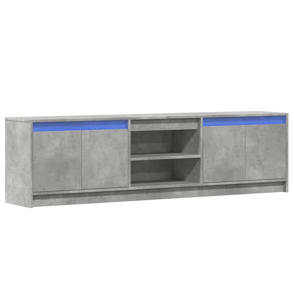 TV ormarić s LED svjetlima boja betona 180x34x50 cm drveni