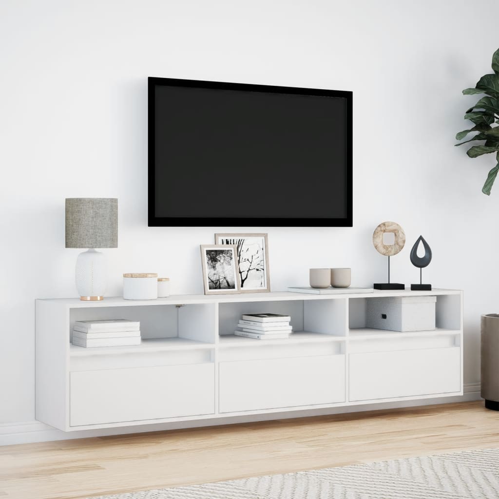 Zidni TV ormarić s LED svjetlima bijeli 180 x 31 x 45 cm