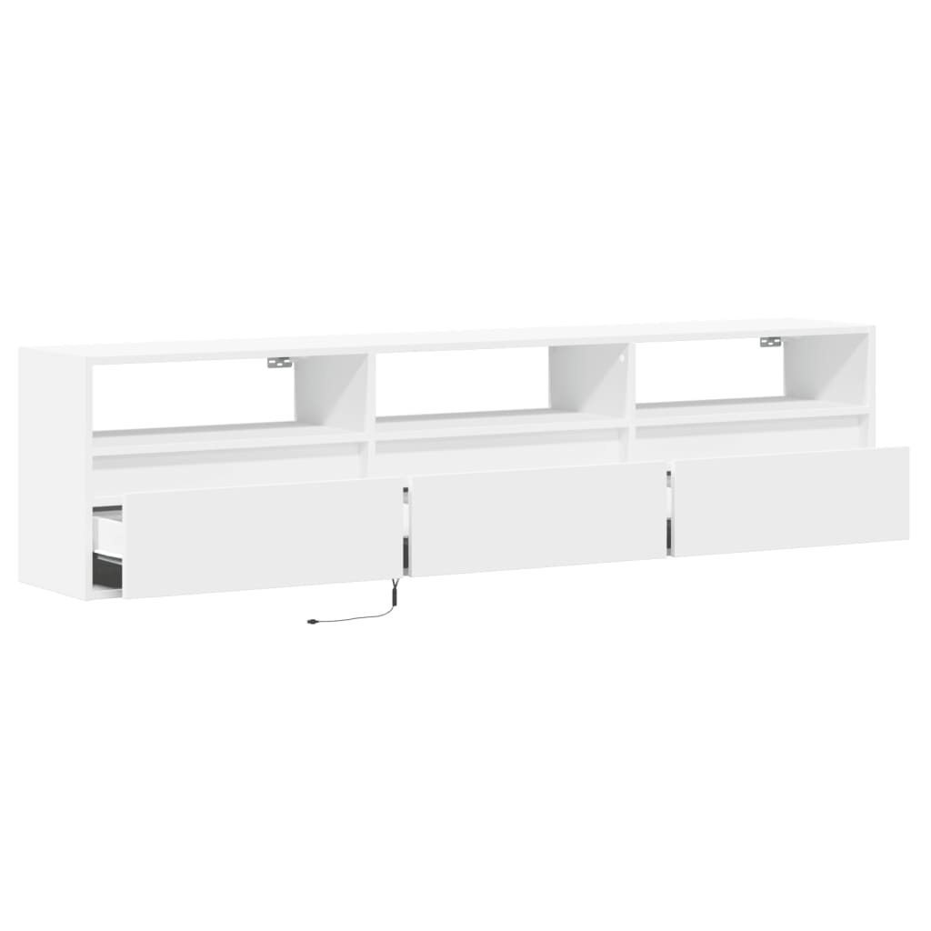Zidni TV ormarić s LED svjetlima bijeli 180 x 31 x 45 cm