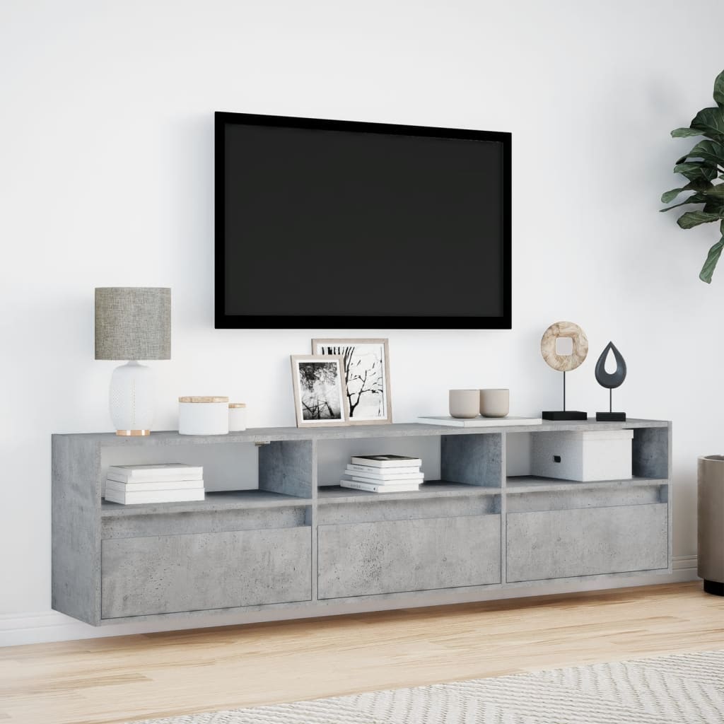Zidni TV ormarić s LED svjetlima siva boja betona 180x31x45 cm
