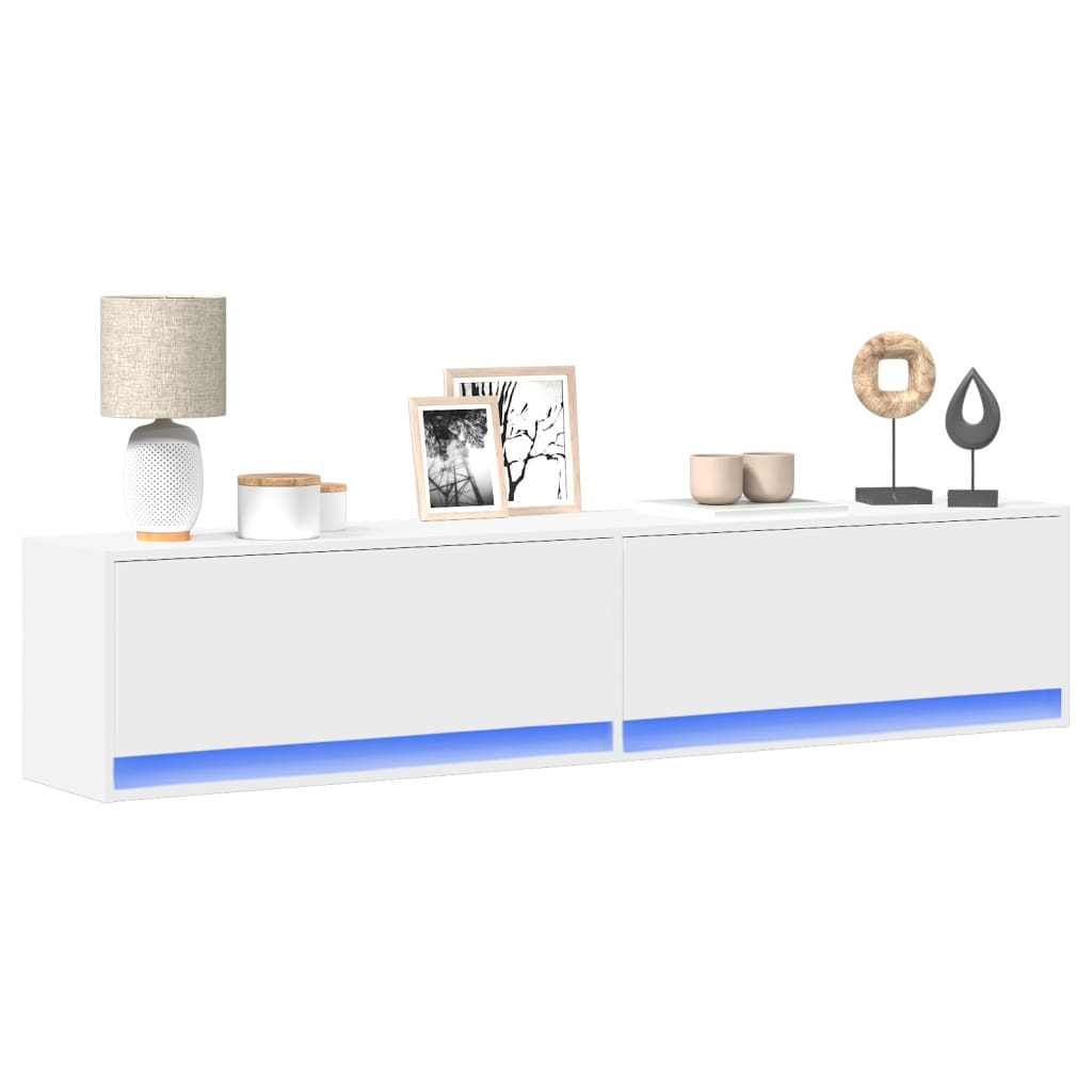 Zidni TV ormarić s LED svjetlima bijeli 180x31x38 cm