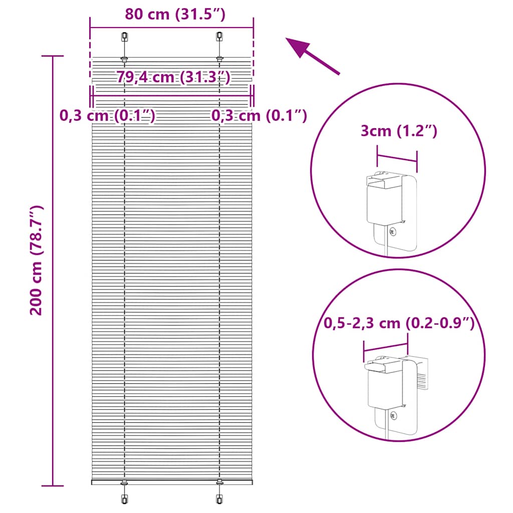 Plisirana zavjesa Plava 80x200 cm Širina tkanine 79,4 cm Poliester